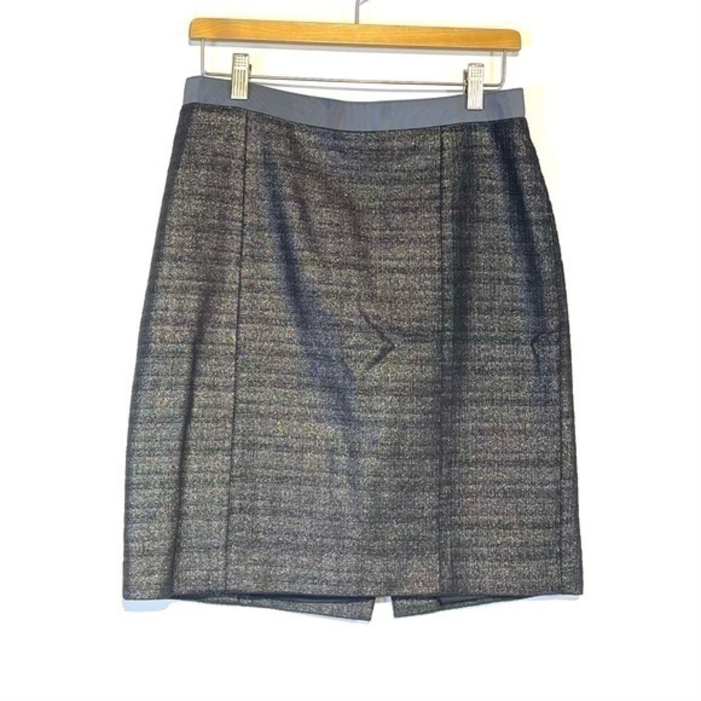 Ann Taylor Loft Pencil Skirt Navy Sz 6 Shimmer Metallic Sparkle